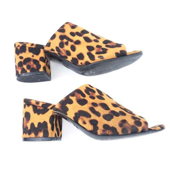 Primark Leopard Print Slide On Mules Chunky Heel Animal Print Size 5 Women - Picture 3 of 6
